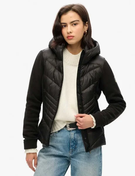 Superdry Womens Hooded Storm Fleece Jacket | Black Superdry Womens Hooded Storm Fleece Jacket | Black
