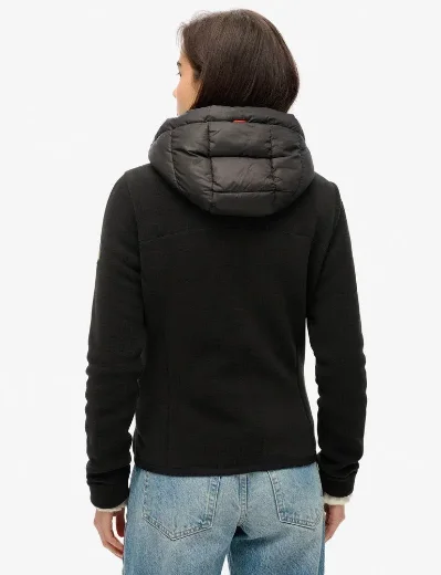 Superdry Womens Hooded Storm Fleece Jacket | Black