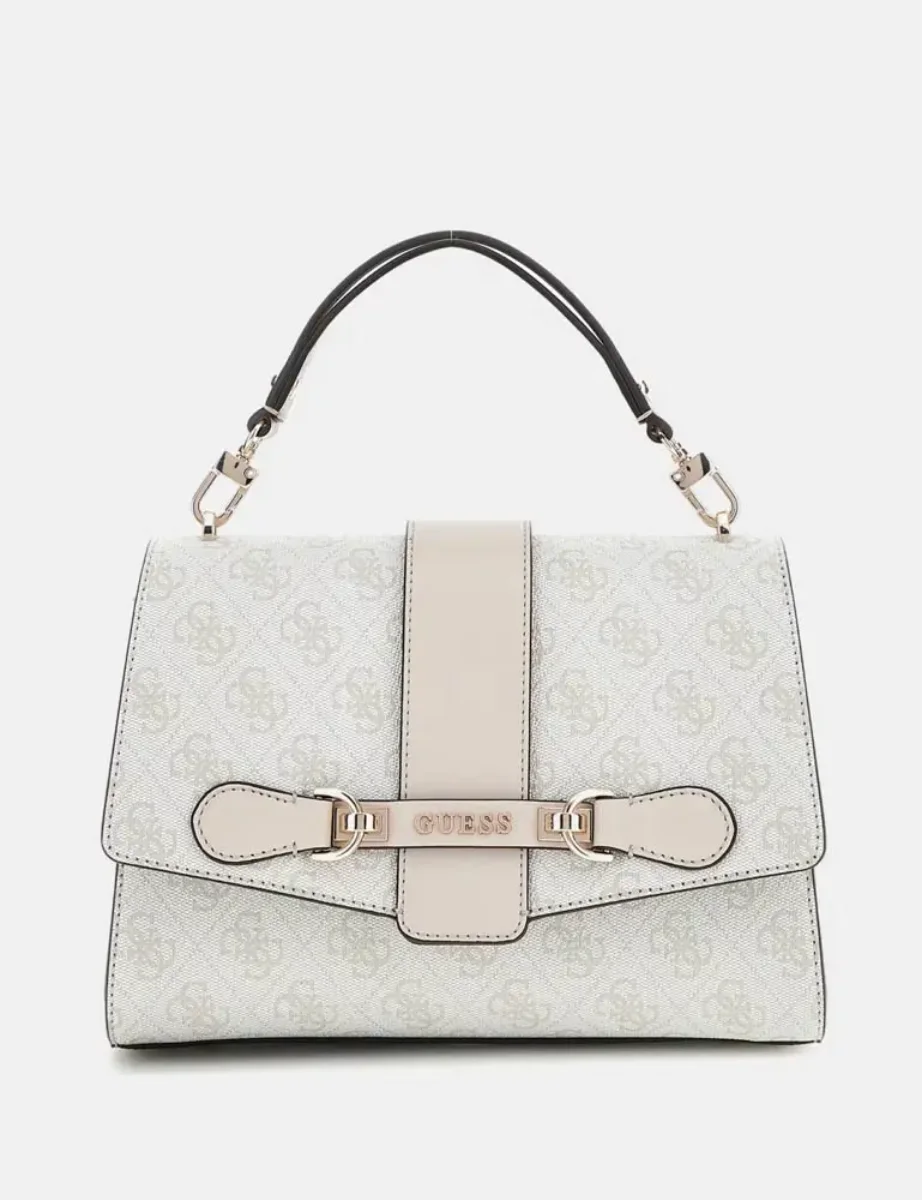 Guess Nolana Top Handle 4G Logo Mini HandBag | Dove White