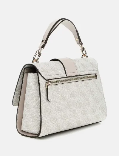 Guess Nolana Top Handle 4G Logo Mini HandBag | Dove White