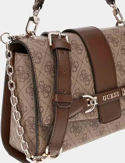 Guess Nolana Top Handle 4G Logo Mini Handbag | Light Brown