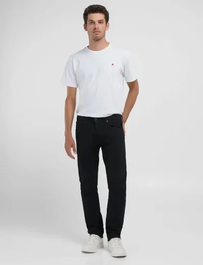 Replay Straight Fit Satin Trousers | Nearly Black