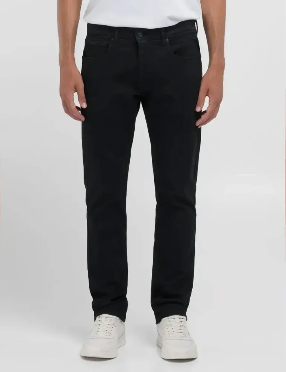 Replay Straight Fit Satin Trousers | Nearly Black