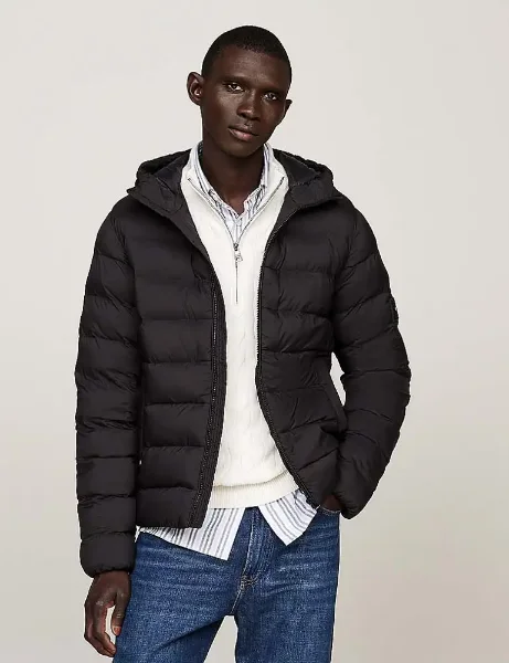 Tommy Hilfiger Mid Weight Hooded Jacket | Black Tommy Hilfiger Mid Weight Hooded Jacket | Black