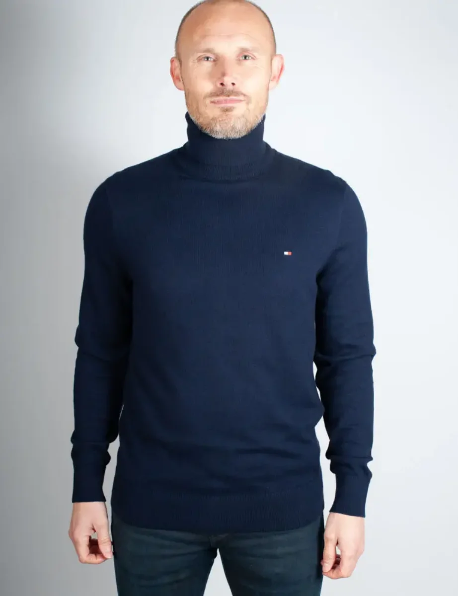 Tommy Hilfiger Cotton Cashmere Roll Neck | Desert Sky