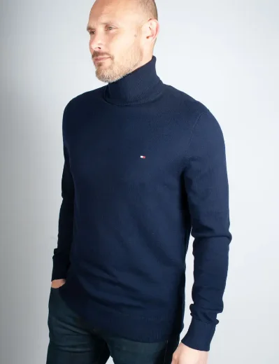 Tommy Hilfiger Cotton Cashmere Roll Neck | Desert Sky