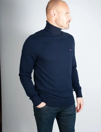 Tommy Hilfiger Cotton Cashmere Roll Neck | Desert Sky