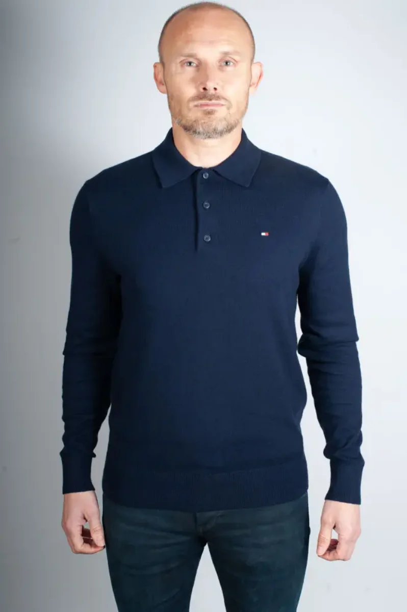 Tommy Hilfiger Pima Cotton Cashmere Long Sleeve Polo | Navy