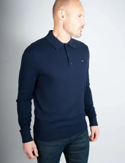 Tommy Hilfiger Pima Cotton Cashmere Long Sleeve Polo | Navy