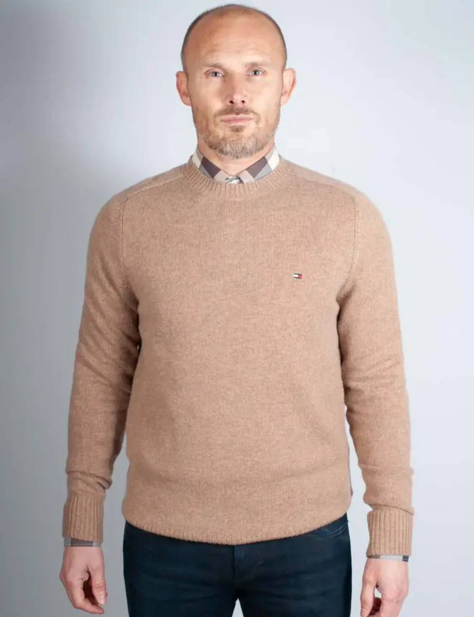 Tommy Hilfiger lambswool Crew Neck Jumper | Safari Canvas Heather