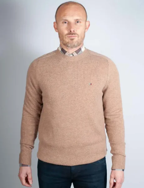 Tommy Hilfiger lambswool Crew Neck Jumper | Safari Canvas Heather Tommy Hilfiger lambswool Crew Neck Jumper | Safari Canvas Heather