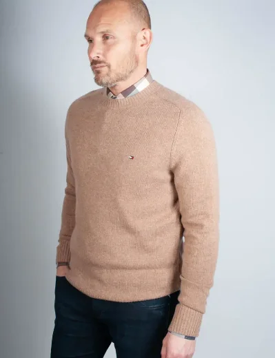 Tommy Hilfiger lambswool Crew Neck Jumper | Safari Canvas Heather