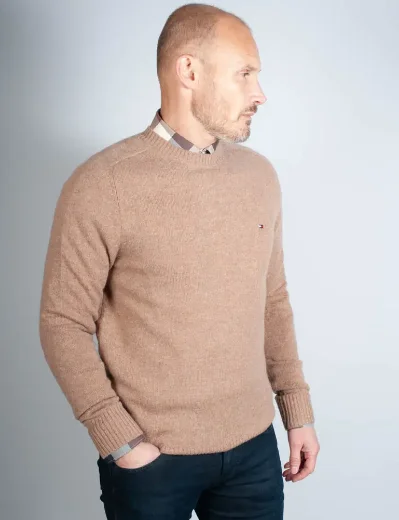 Tommy Hilfiger lambswool Crew Neck Jumper | Safari Canvas Heather