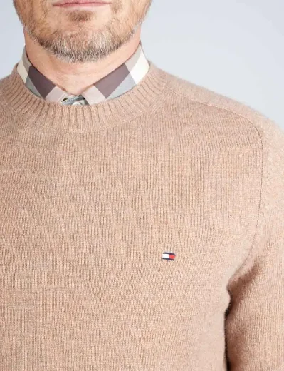 Tommy Hilfiger lambswool Crew Neck Jumper | Safari Canvas Heather