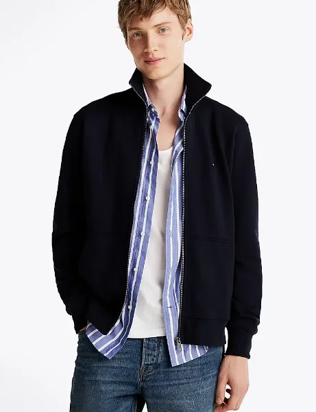 Tommy Hilfiger Essential Terry Zip-Thru Sweatshirt | Navy Tommy Hilfiger Essential Terry Zip-Thru Sweatshirt | Navy