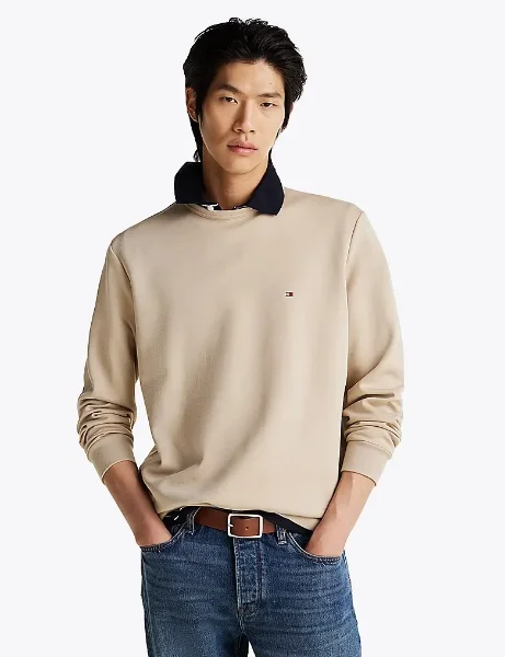 Tommy Hilfiger Essential Intechno Crewneck Sweater | Sandalwood Tommy Hilfiger Essential Intechno Crewneck Sweater | Sandalwood