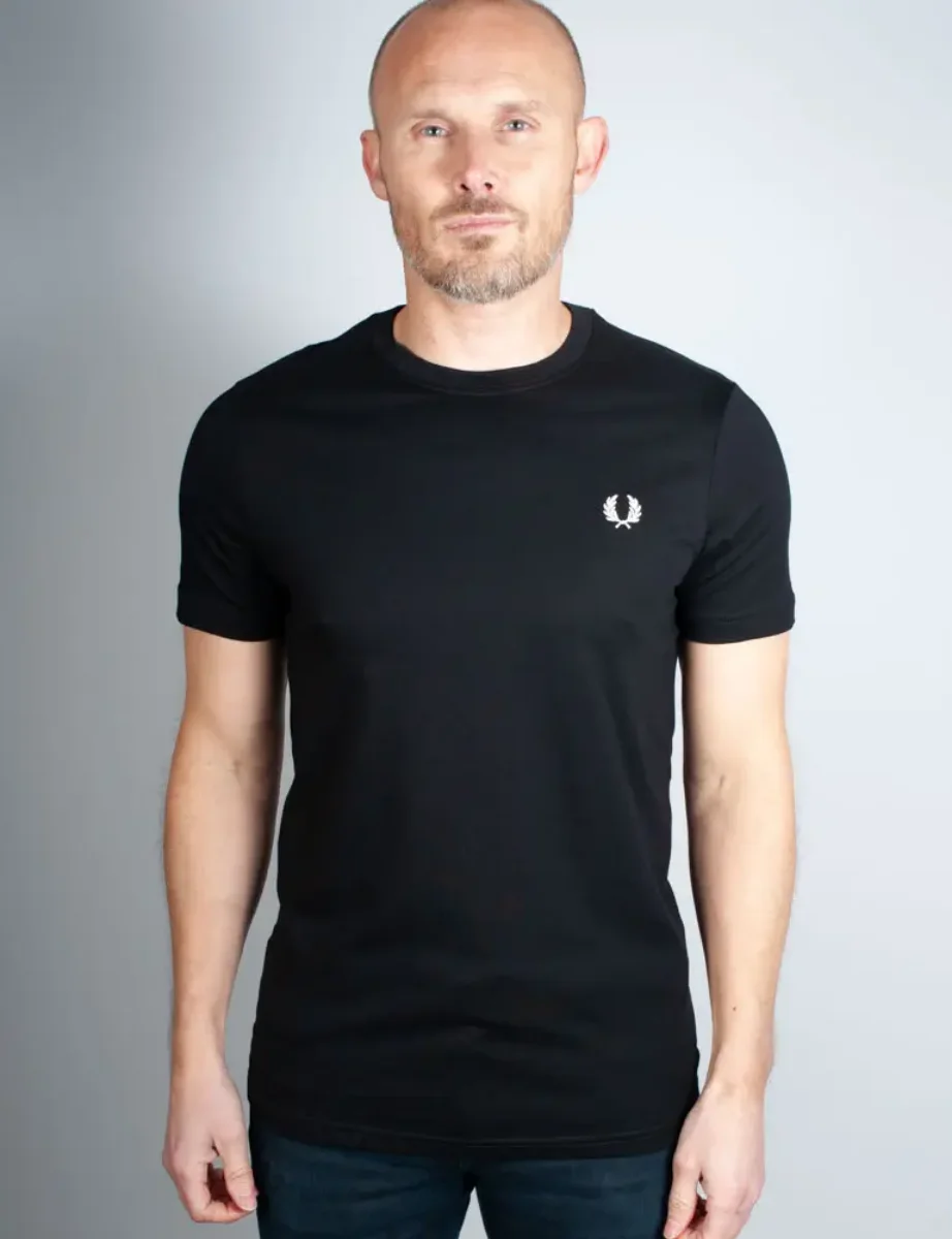 Fred Perry Plain Crew Neck T-Shirt | Black