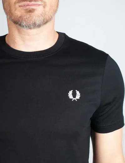 Fred Perry Plain Crew Neck T-Shirt | Black