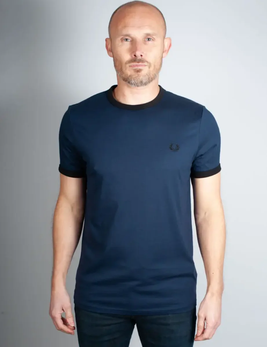 Fred Perry Ringer T-Shirt | Dark Carbon/Black