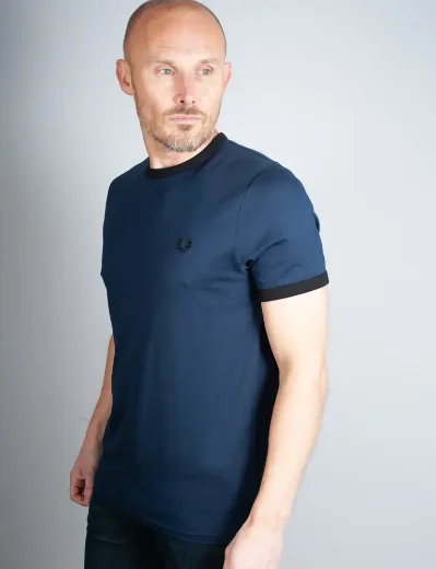 Fred Perry Ringer T-Shirt | Dark Carbon/Black