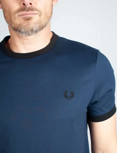 Fred Perry Ringer T-Shirt | Dark Carbon/Black