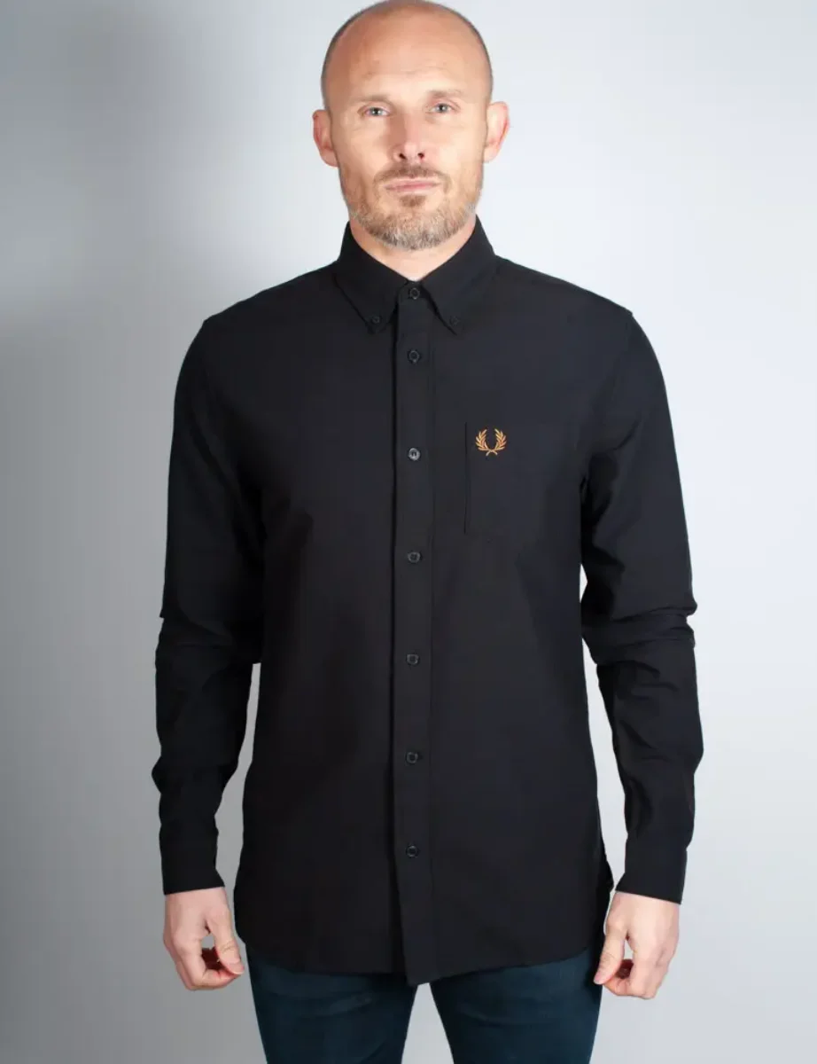 Fred Perry Long Sleeve Oxford Shirt | Black