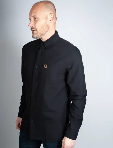 Fred Perry Long Sleeve Oxford Shirt | Black