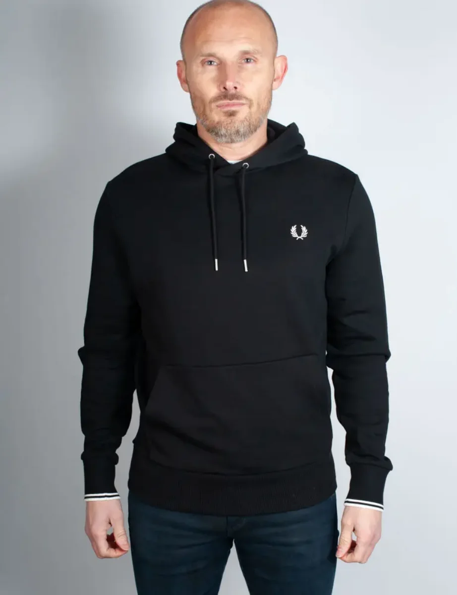 Fred Perry Tipped Hooded Sweatshirt / Black