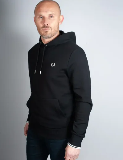 Fred Perry Tipped Hooded Sweatshirt / Black