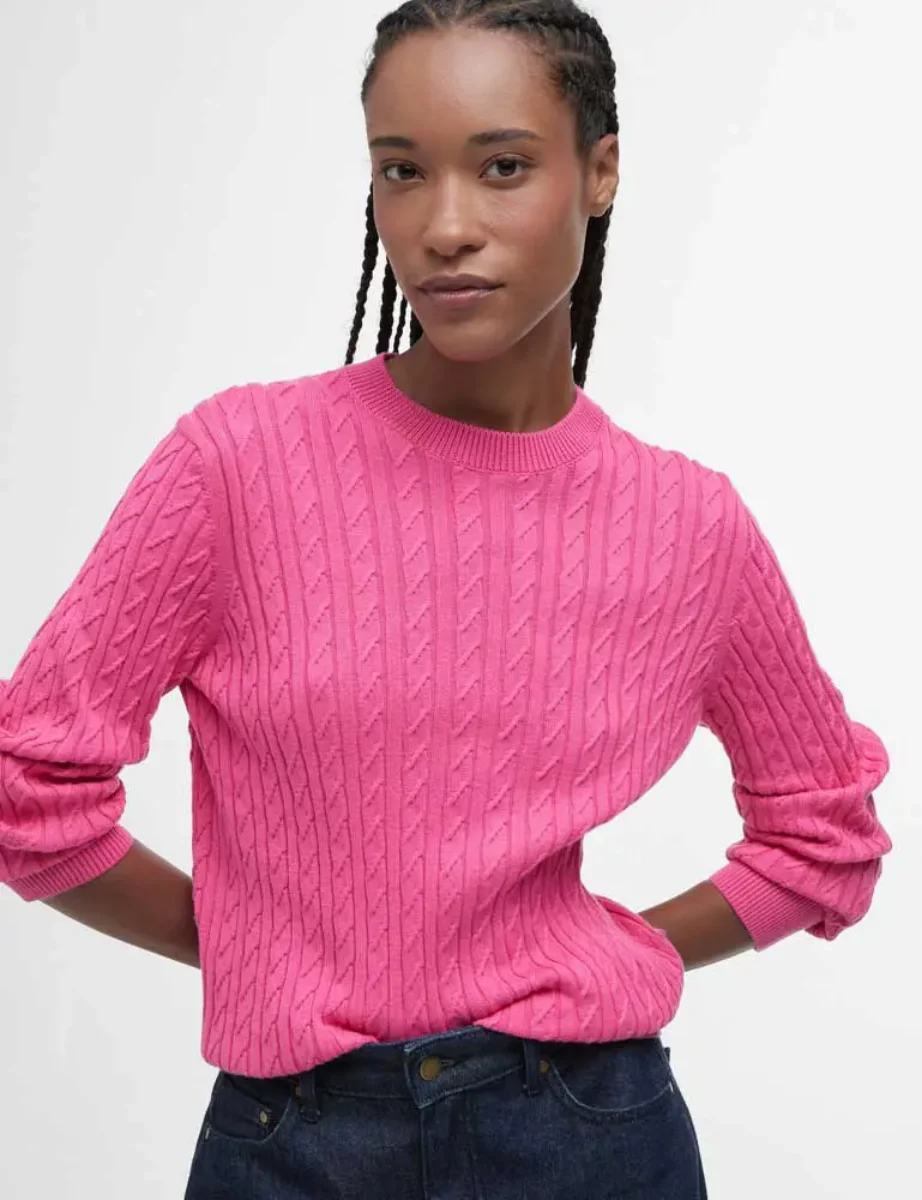 Barbour Hartland Crew Knitted Jumper | Rose Pink