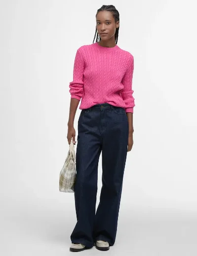 Barbour Hartland Crew Knitted Jumper | Rose Pink