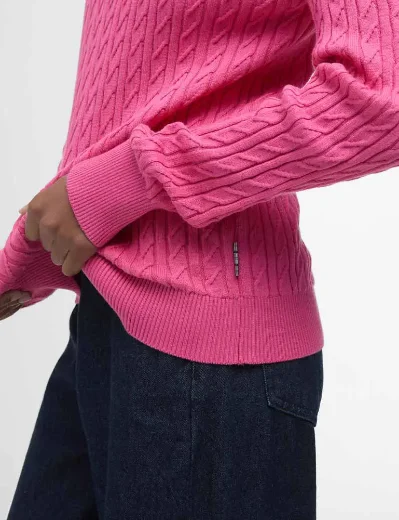 Barbour Hartland Crew Knitted Jumper | Rose Pink