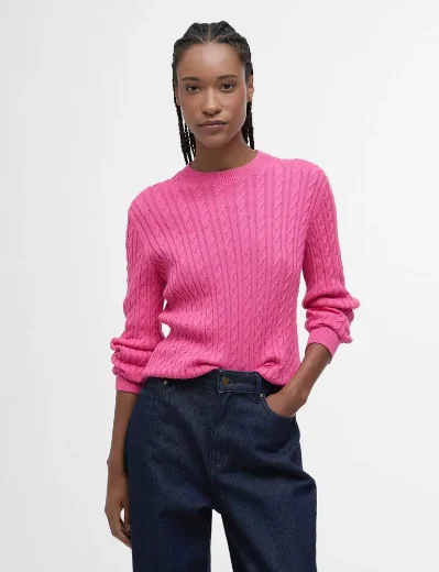 Barbour Hartland Crew Knitted Jumper | Rose Pink