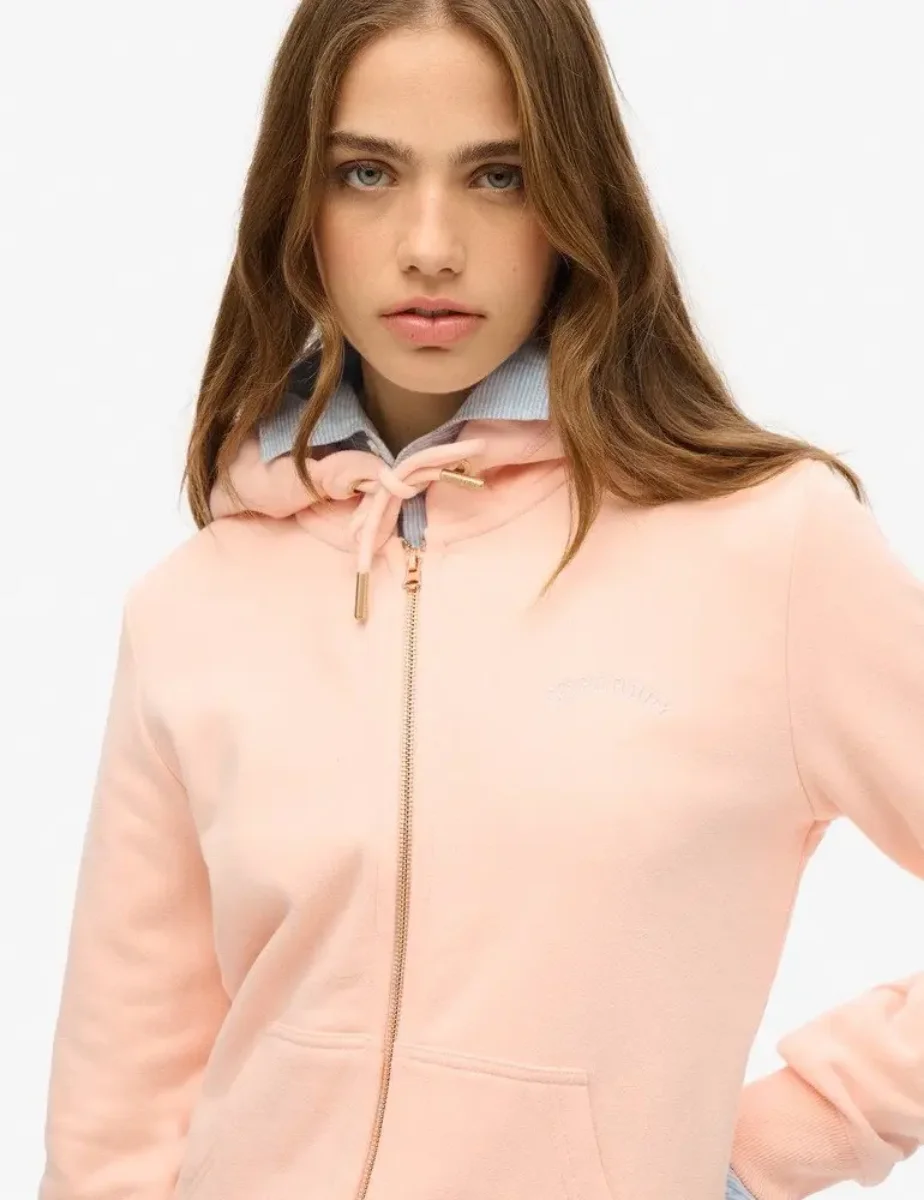 Superdry Essential Logo Zip Hoodie | Pale Rose Pink