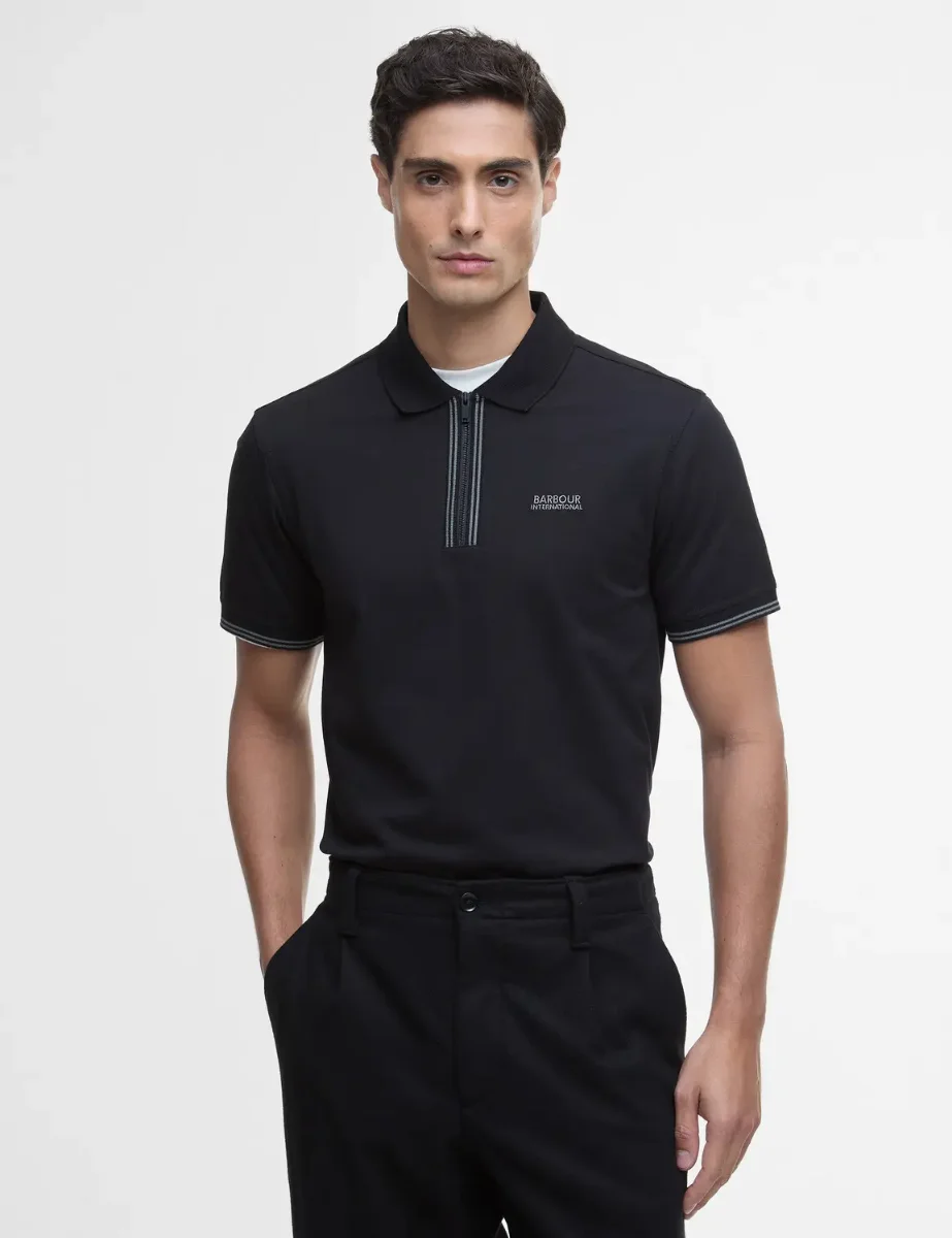 Barbour International Ollie Twin Tipped Placket Polo | Black