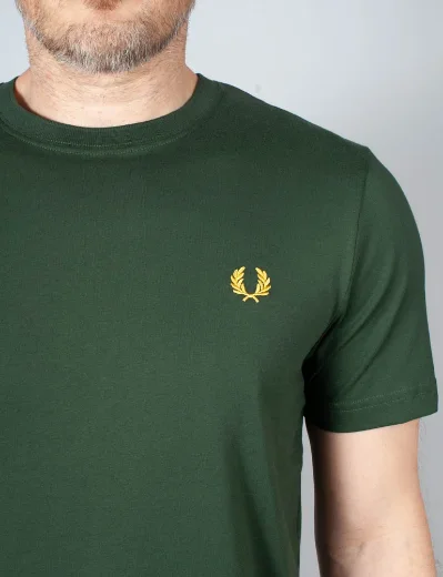 Fred Perry Plain Crew Neck T-Shirt | Court Green