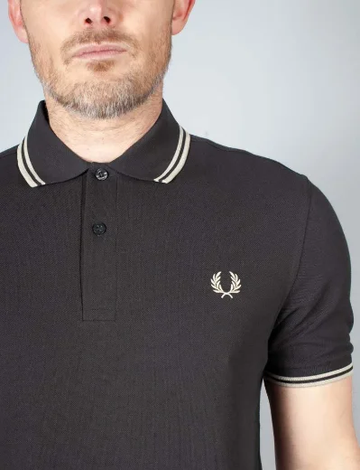 Fred Perry Twin Tipped Polo | Anchor Grey/Oatmeal