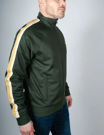 Fred Perry Two Colour Tape Track Jacket | Court Green