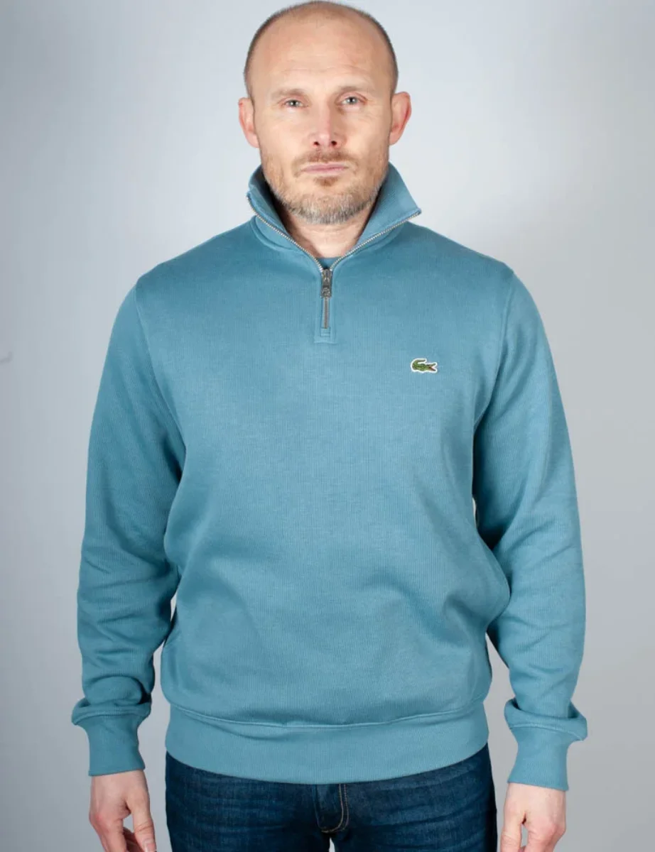 Lacoste Zip-Up High Neck Interlock Sweatshirt | Blue