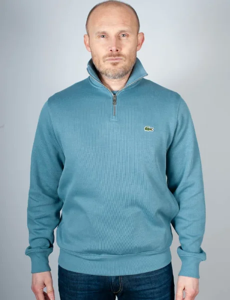 Style code: SH1927 HD9 Lacoste Zip-Up High Neck Interlock Sweatshirt | Blue