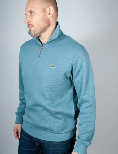 Lacoste Zip-Up High Neck Interlock Sweatshirt | Blue