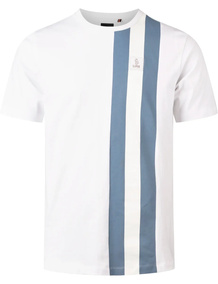 Luke Edale T-shirt | White/Denim Blue