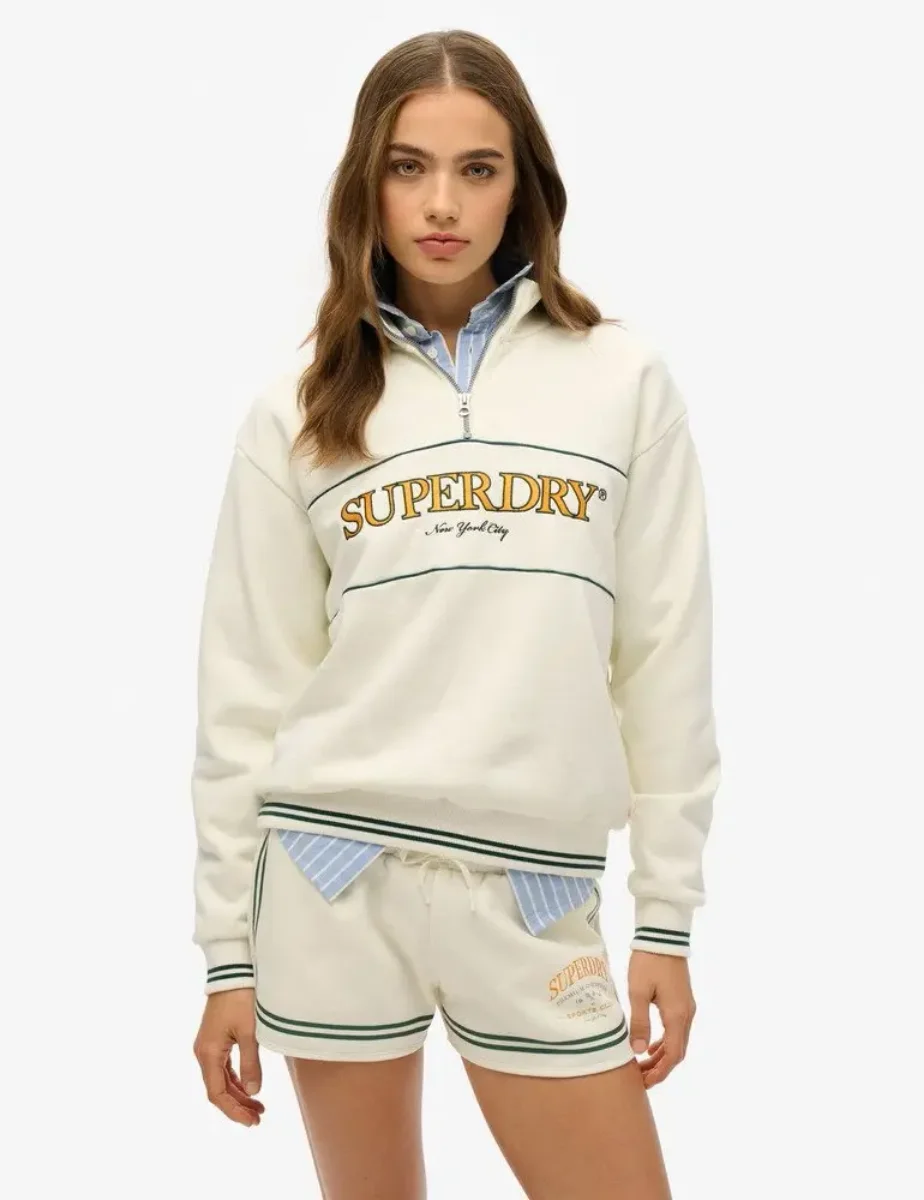 Superdry Country Club Loose Half Zip | Off White