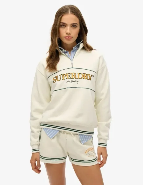 Superdry Country Club Loose Half Zip | Off White Superdry Country Club Loose Half Zip | Off White
