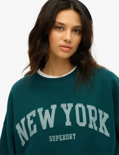 Superdry Athletic Oversized Crew Neck Sweater | Dark Pine Green