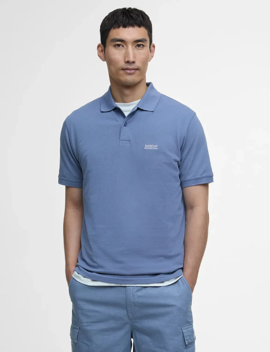 Barbour International Lightweight Pique Essential Polo Shirt | Washed Blue