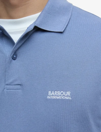 Barbour International Lightweight Pique Essential Polo Shirt | Washed Blue