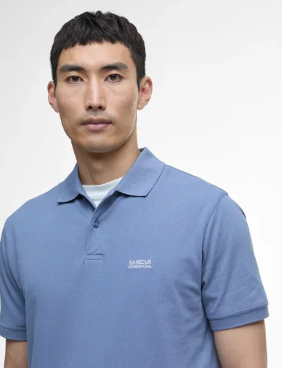 Barbour International Lightweight Pique Essential Polo Shirt | Washed Blue