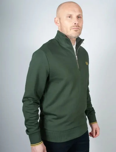 Fred Perry Half Zip Sweatshirt | Court Green 