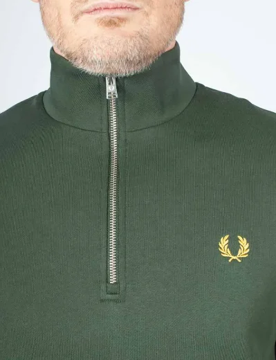 Fred Perry Half Zip Sweatshirt | Court Green 